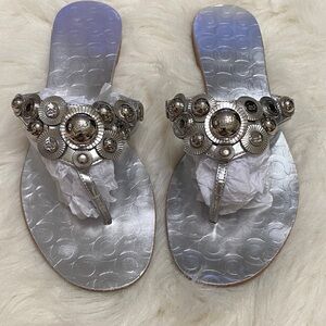 Coach Olivia Silver sandals, size 9, EUC